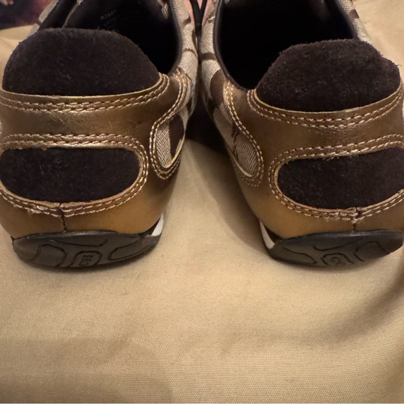 Coach Lexey Signature Sneakers Brown Gold Logo Canvas Leather Women’s Size 9 - Picture 5 of 8